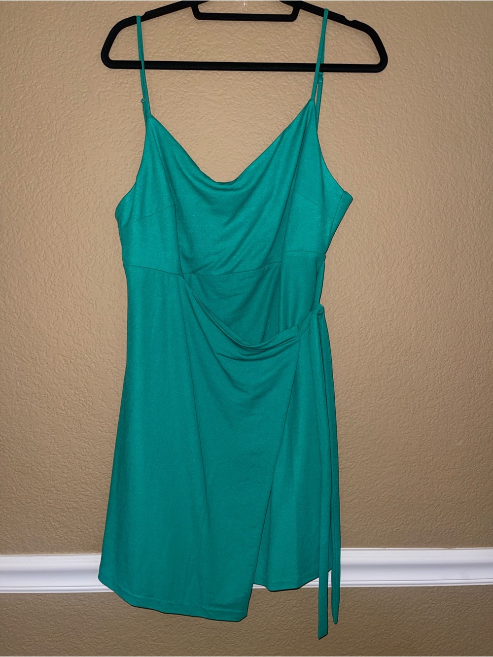 Mango Green Sleeveless Cowl Neck Wrap Dress